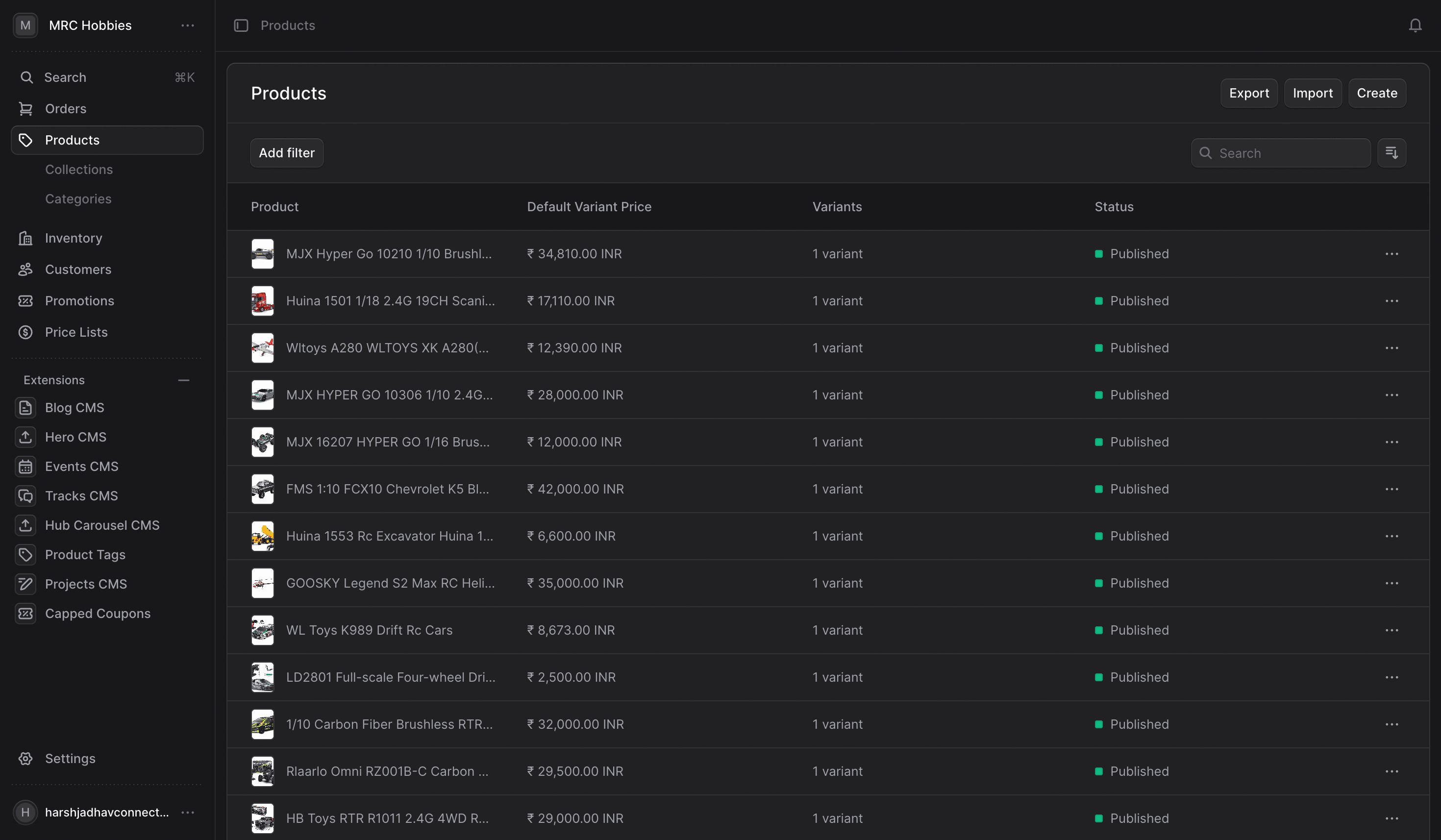 Commerce API Backend screenshot